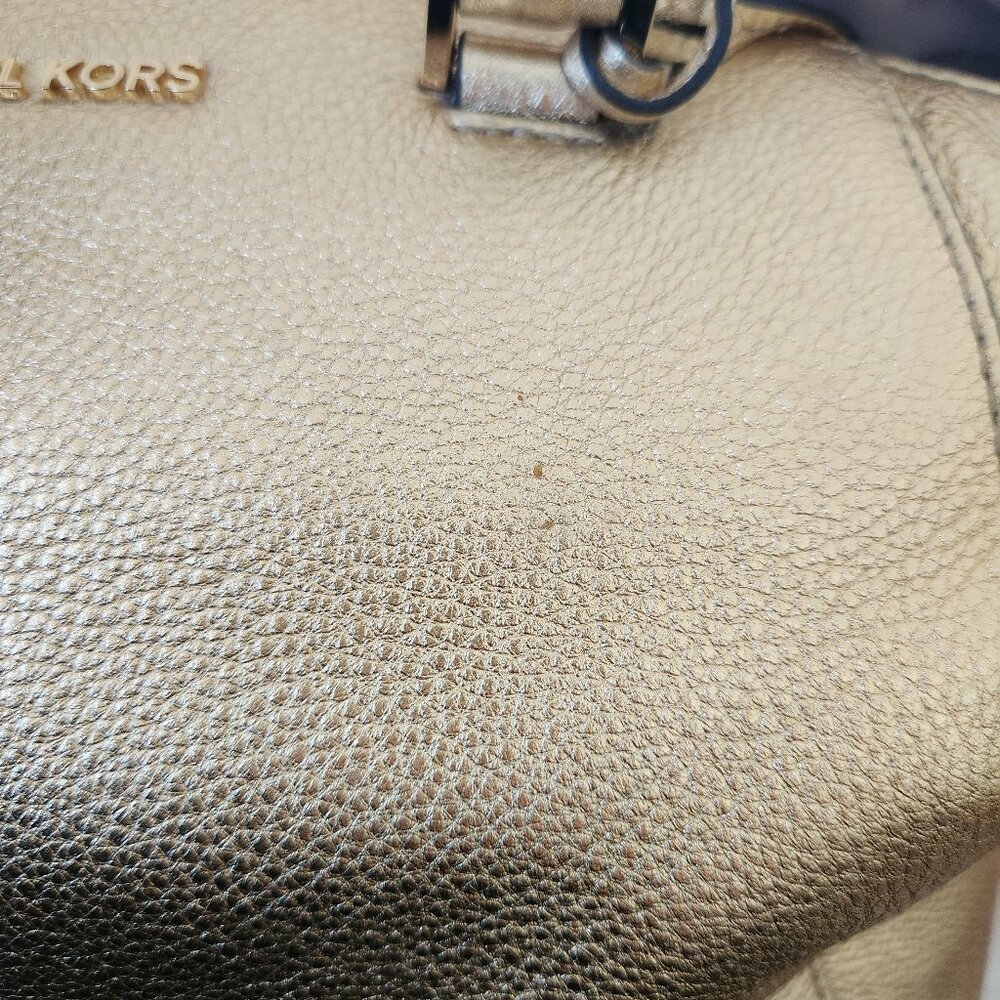 Michael Kors Gold Satchel Bowling Bag style w crossbody strap - Picture 12 of 16